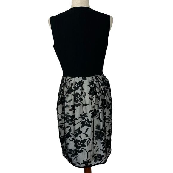 Halston Heritage Dress Women Size 4 Black Fit Flare Flower Lace Tulip Skirt - Picture 3 of 16